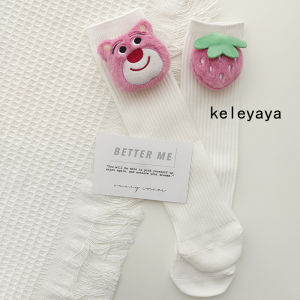 ถุงเท้าเด็กผู้หญิง ถุงเท้าลายหมีลูกแพร์สีชมพู ถุงเท้าข้อสั้นลายการ์ตูน ถุงเท้าข้อสั้นฤดูใบไม้ผลิและฤดูร้อนสำหรับเด็กผู้หญิง