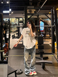 Áo Thun Tay Ngắn in Chữ Màu Sắc Phong Cách Retro Mỹ Cho Nữ Mùa Hè Áo Thun Cotton Rộng Rãi Thoải Mái Thời Trang