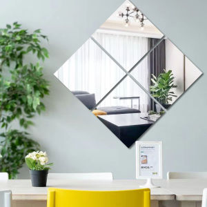 4/8PCS 3D Self-Adhesiveกระจกสติ๊กเกอร์ติดผนัง 20/30 ซม.อะคริลิคตกแต่งศิลปะสําหรับห้องนั่งเล่นDIY home Decor