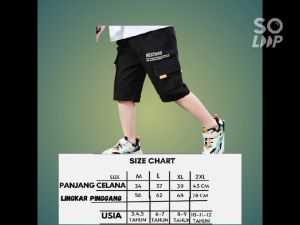 Celana Pendek Anak Laki Laki Cargo Moschiru Bahan Cotton Twill Usia 2-12 Tahun