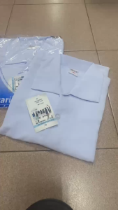 MATARI-Kemeja Putih Biru Budak Perempuan Sekolah Rendah & Tangan Pendek (Kain Licin Koshibo)/小学女生免烫白衣