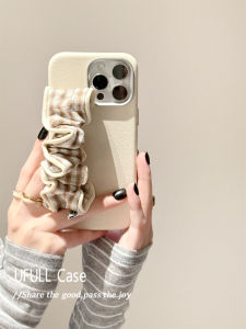 UFULL Autumn Winter Tartan Wristband Womens Style Full Cover Milk Tea Color Phone Case for  15 pro 16 pro Max 17 New 13 pro Max