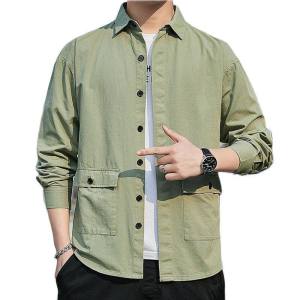 Mens shirts 2022 spring and summer new cotton mens long-sleeved shirts Korean trend handsome casual shirts mens loose jackets