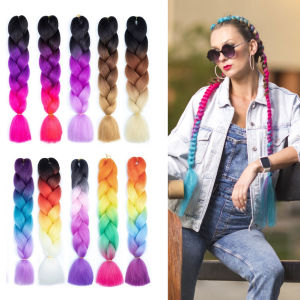 Preferme 60CM Kanekalon Ombre Synthetic Jumbo Braiding Hair Extension Afro Twist Braids