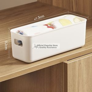 Thickened Plastic Storage Box with Lid for Desktop Cosmetic Organizer Home Miscellaneous Items Storage Basket Rectangular Shape