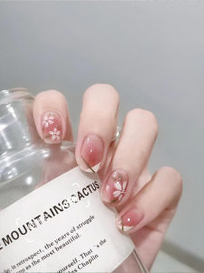 Nhựa Giả Móng Tay Chống Thấm Nước Thủ Công Mùa Hè Trong Suốt Hồng Đào Pháp Móng Tay Giả Dán Móng Tay Hoàn Thiện