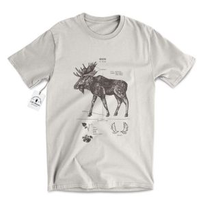 Moose Anatomy Yellowstone Moose Map T-shirt Moose Biology Map Moose Screen Print Moose Antler Map T-shirt Original Moose Artwork