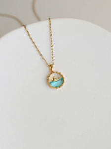 Blue Ocean Whale Titanium Steel Plated 18K Womens Necklace Small Fish Short Clavicle Chain Fashionable All-Match Summer Jewelry