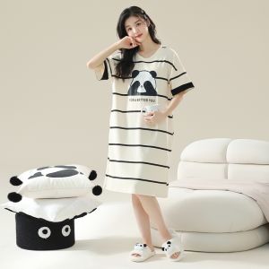 MiiOW | Váy ngủ cotton nguyên chất cho nữ mùa hè tay ngắn dài vừa phải mặc ở nhà có thể mặc ngoài trời váy midi cổ tròn không tay