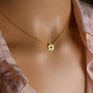 Pentagram Necklaces Pendants Stainless Steel  Chain Star Of David Choker Necklace For Women Jewish Jewelry Collares