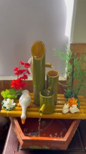 Thác nước tiểu cảnh bằng trúc_thác nước mini trang trí thác nước phong thủy-Gia Cát