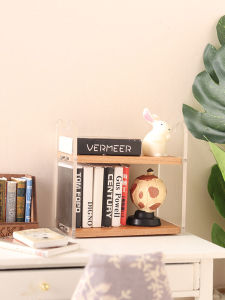 Lizola Miniature Transparent Bookshelf Desktop Storage Rack Display Case for Dollhouse Furniture Toy Accessories Home Living Scene Models
