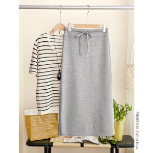 XIAOER | Casual Sport Style Half Skirt With Drape Corded Waist