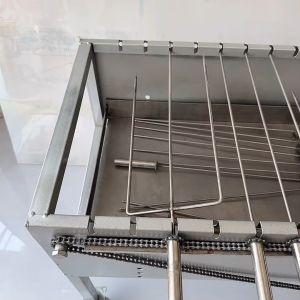 Máy nướng thịt chả gà vịt quay tự động 12 xiên Thép Không Quạt - Bếp nướng than hoa tặng kèm 12 xiên đơn và 2 xiên 3 inox .