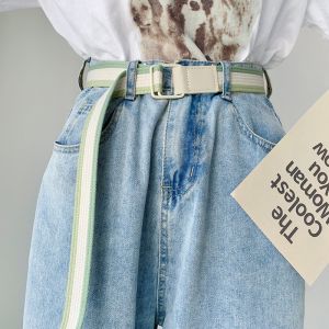 Casual Canvas Belt Womens Fashionable Korean Style Decorative Jeans Summer No-Punching Versatile Leather Belt for Students