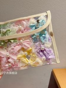 NING ZHOU | Elastic Pearl and Net Bow High Ponytail Hair Ties