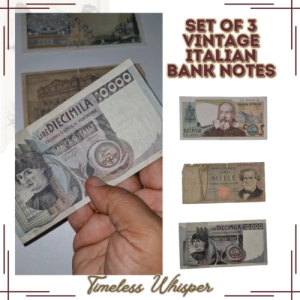 Set of 3 Vintage Italian Bank Notes - Suitable for Numismatic Collectors