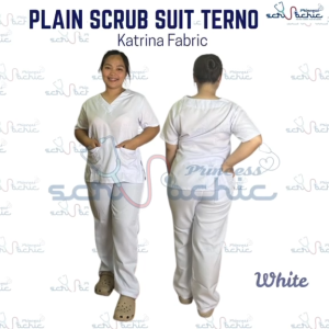 PSC White Katrina Plain Scrub Suit Terno for Men & Women/ Canadian-Katrina/Medical nurse vet yay
