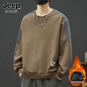 เสื้อสเวตเตอร์คอกลมแขนยาวลำลองสำหรับผู้ชาย JEEP SPIRIT เสื้อยืดคอกลมแฟชั่นฤดูหนาว ทรงหลวม สไตล์ลำลอง เสื้อตัวบนสปอร์ตสำหรับผู้ชาย