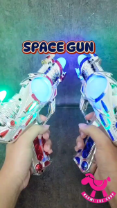 Cold SILVER JUMBO Space Gun 23CM MAINAN PISTOL LASER SUARA DAN LAMPU MAINAN ANAK LAKI LAKI TEMBAK TEMBAKAN