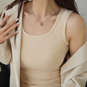 Modale สายคล้องคอเสื้อกั๊กสําหรับผู้หญิงฤดูใบไม้ผลิฤดูร้อนน้ําหนักเบาสีดํา SLIM FIT Outerwear Breathable Tank Top ไม่มีแขน