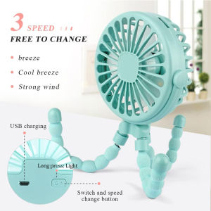 • Mini Fan Battery Operated Stroller Fan Flexible Tripod Clip On Fan with 3 Speeds and Rotatable Handheld Personal Fan for Car Seat Crib Bike Treadmill 3 color pink black green