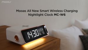 Mooas Smart Wireless Charging Nightlight Clock MC-W6 2020 Red Dot Design Award Winner Temperature/Humidity Display Alarm Max 10W Fast Wireless Charger Wireless charging alarm clock