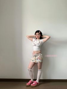 Váy Ngắn Họa Tiết Hoa American Retro 3D Cắt May Váy Ngắn Pure Desire Cho Bé Gái Mùa Hè 2024 Váy Ngắn Chữ a Cạp Cao