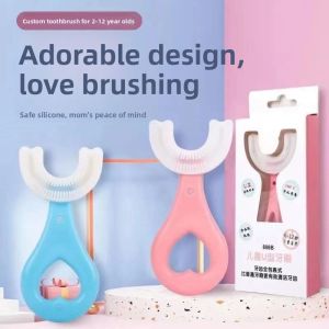 MONLEYTA | Childrens U-Shaped Toothbrush Soft Bristles Baby Toothpaste Holder Easy To Use For Kids Ages 2-12 Dental Care Accessory