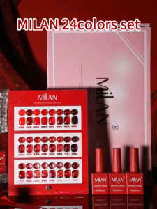 2026 Milan 24 Color Red Series Cat Eye + Diamond + Macaron Nail Polish Gel Set