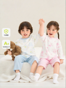 CUTEPANDAS | Bộ Đồ Ngủ Bông Hè Chống Khuẩn Dành Cho Trẻ Em Dễ Thương