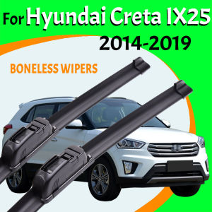 For Hyundai Creta IX25 MK1 2014-2019 Black Car Wiper U-type Soft Rubber Boneless Wiper HD Quiet Durable Automotive Wiper 24"+16"