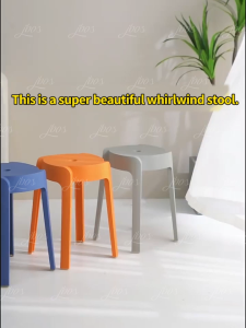 Jbos Nordic Plastic Chair Simple Stackable Thick Round Stool Durable Versatile Dining Table Chairs
