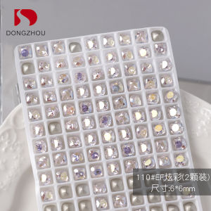 Dongzhou Crystal 6mm Fat Square Diamond Manicure Internet Hot White Flashing Moonlight Pink Diamond High Quality Super Bright