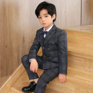 3PCS Suits for Boy British Design Children Formal Dress Weddings Pageboy Piano Dance Singing Birthday Blazer For Kid