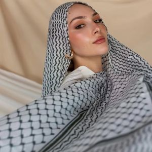 Hot Arab Chiffon Scarf Women Muslim Hijab Islamic Scarves Shawl Printed Arab Long Prayer Scarf Breathable Uae Plaid Long Scarf