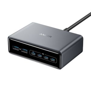 Anker Prime Charger 200W 6-Port GaN Charging Station USB-C PD Fast Charging Desktop Charger Compatible with iPhone Samsung MacBook Dell and More
