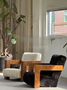 BUNISE รุ่น Film เก้าอี้โซฟาเดี่ยว สไตล์วินเทจวาบิซาบิ โครงไม้จริง บุขนม้า เหมาะสำหรับห้องนั่งเล่นและระเบียง ดีไซน์ดีไซน์เนอร์