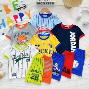 Bộ Quần Áo Ngắn Tay MINKY MOM Phong Cách Thể Thao Cho Bé Trai 0-8 Tuổi (8-27kg) Chất Vải Thun Lạnh Mềm Mát TN-IN186