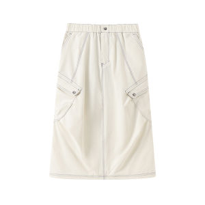 JNXS | Chân Váy Thể Thao Ngoài Trời Cấu Tạo Caro Màu Đơn Khối Thêu Spring Summer