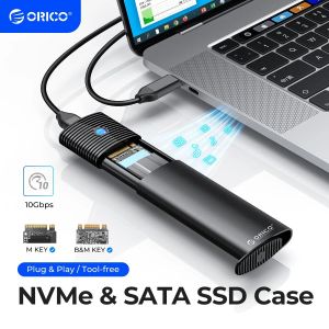 ORICO | ORICO M2 NVMe SSD Enclosure 5/10Gbps PCIe SSD Box for M.2 NVMe NGFF SATA SSD Disk Tool Free M.2 SSD Case Built-in Cooling Vest