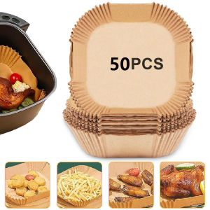 6.3/9inch Air Fryer Disposable Paper Liners 50PCS Non-Stick Oil Resistant Waterproof Food Grade Baking Paper for Fryer Microwave