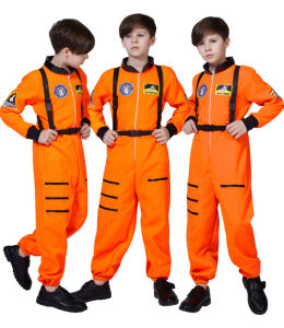 Fast shipping Halloween Spaceman Costume For Kids Astronaut Pilot Costume Boys Girls COS Suits Children Astronaut Role Cosplay Clothes Gifts