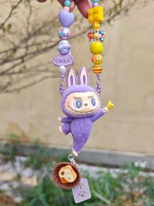 Labubu Lazy Yoga Car Hanging Ornament Handmade Automobile Decoration Aromatherapy Function Car Interior Accessories