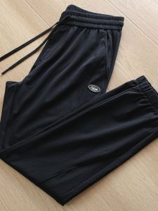 Black Elastic Waist Sports Pants Mens Summer Thin Breathable Cuffed Youth Nine Points Sweatpants Trendy Straight Leg Fit