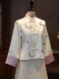 New Chinese Style Wedding Dress Set Autumn Season National Trend Tang Costume Hanfu Top Long Qipao for Engagement Ceremony