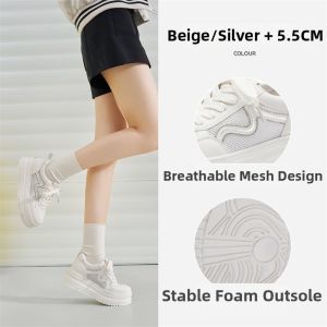 Josiny | Thick Sole Increasing White Shoes Soft Base Womens Sports Casual Shoes