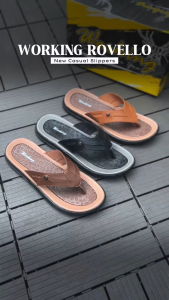 Sandal Japit Jepit Kasual Rovello Pria Cowok Kulit Sintetis Terlaris Bahan Premium Santai Dewasa