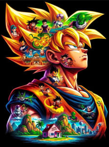 Bandai | Dragon Ball Cổ Điển Anime Tranh Sơn Dầu Bằng Số Trang Trí Tường Hiện Đại Cho Phòng Khách Phòng Ngủ Không Gọng Món Quà Hoàn Hảo