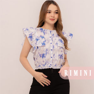 RIMINI - Bluss Tanpa Lengan Flower Ruffle Sleeves Size XS-XL - Glee Top 7575